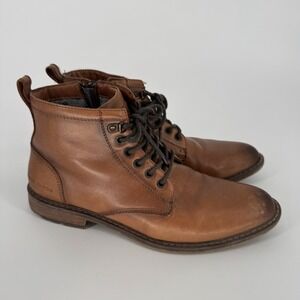 Mark Nason Los Angeles Chukka Boots‎ Men's 8.5 Leather Cognac Lace Up Side Zip